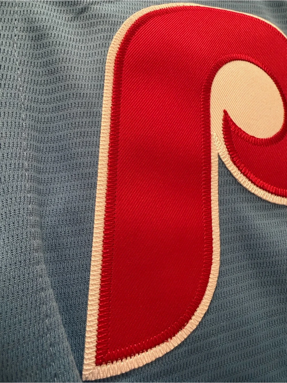 Nike Light Blue Philadelphia Phillies Jersey with Red Accents - Picture 3 of 4